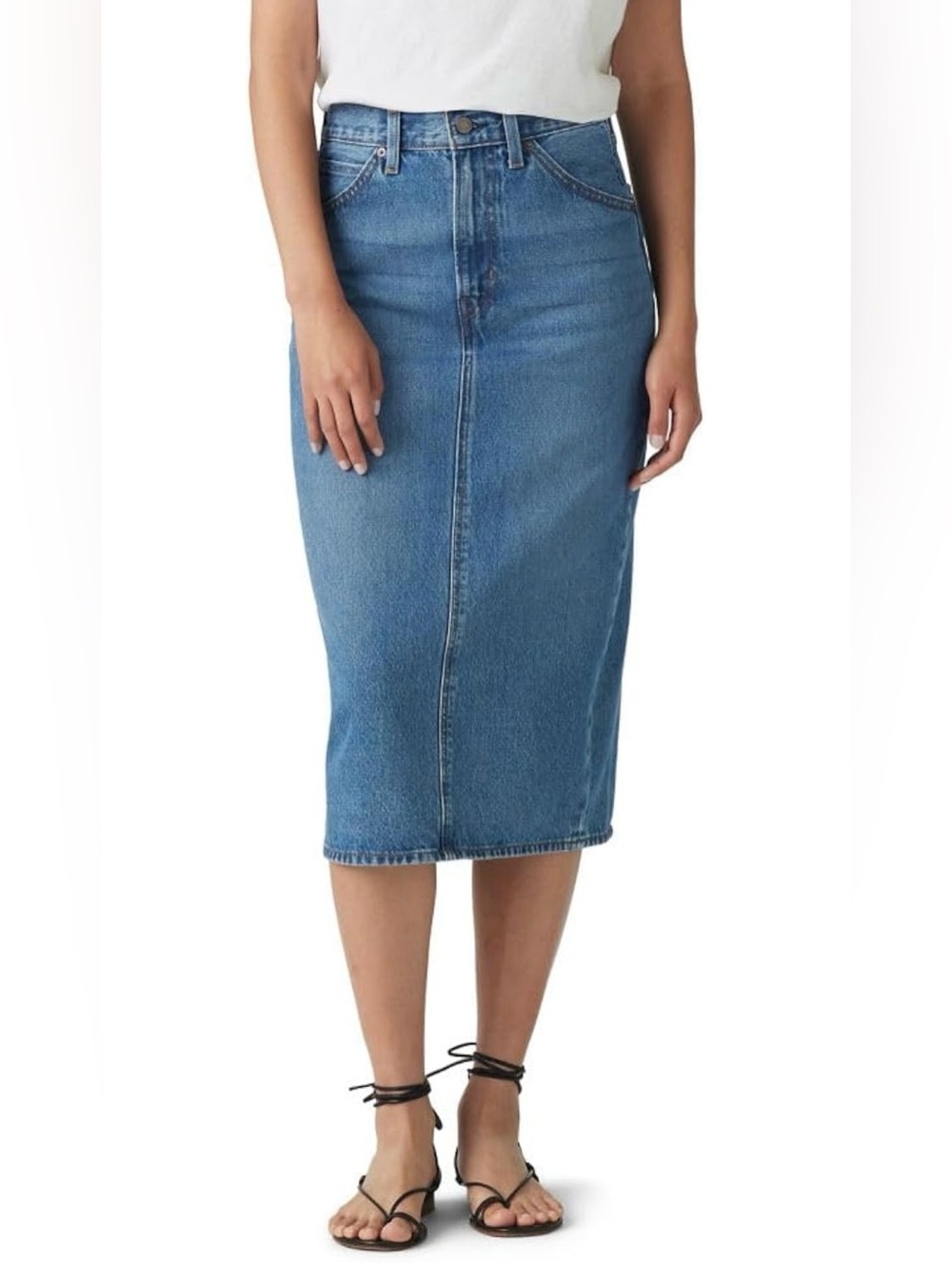 Levi's Mid Wash Straight-Leg Denim Skirt